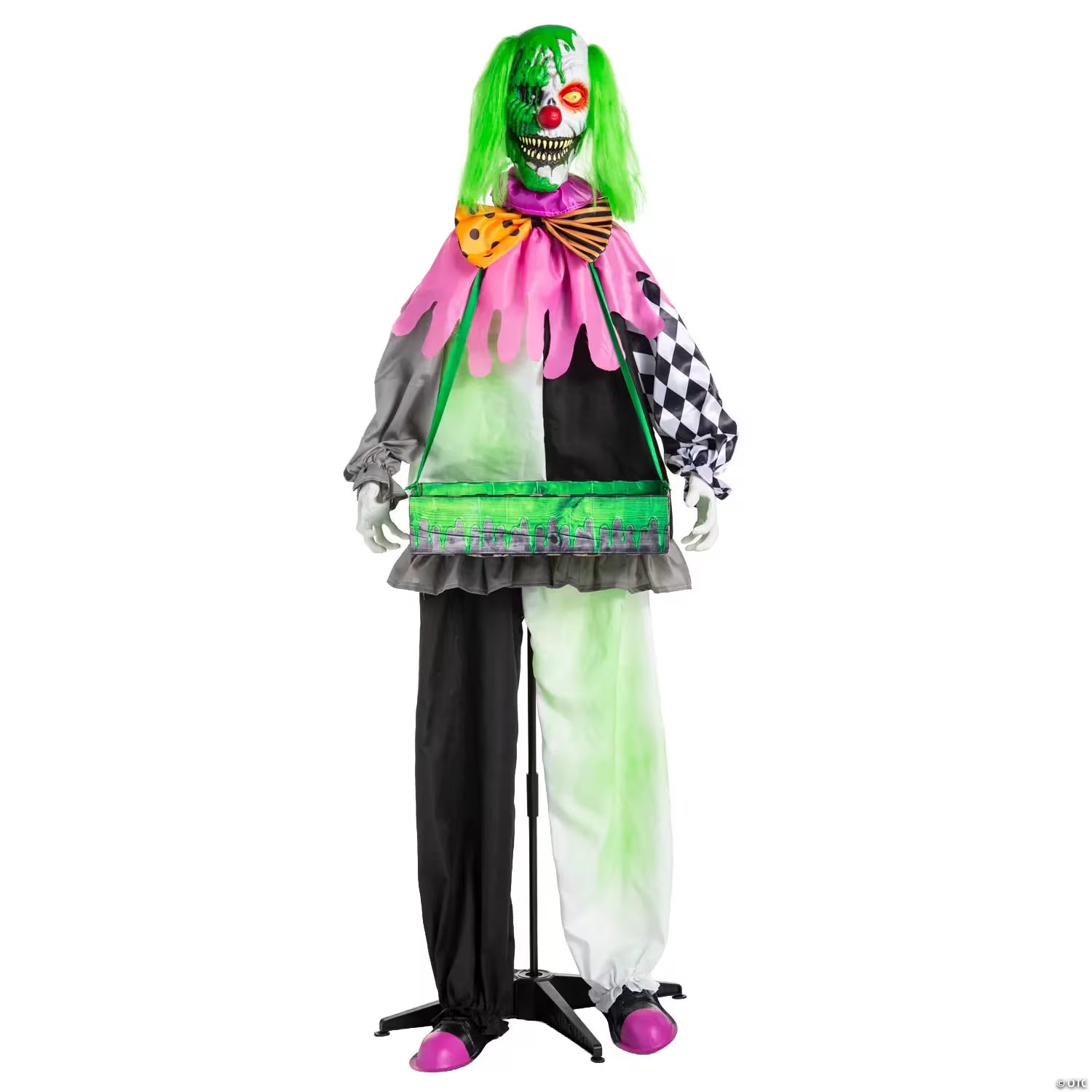 Animated Light-Up Standing Clown with Green Venom Halloween Decoration 5 Ft. 10"