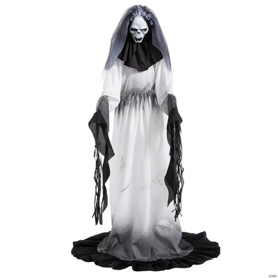 Animated Light-Up Standing Creepy Bride with Sound Halloween Decoration 5 Ft. 4"