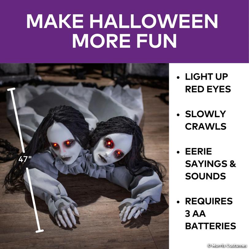 Animated Light-Up Talking Crawling Two-Headed Girl - 4 ft