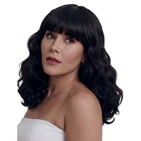 Bella Midnight Muse jet-black wavy wig with full fringe
