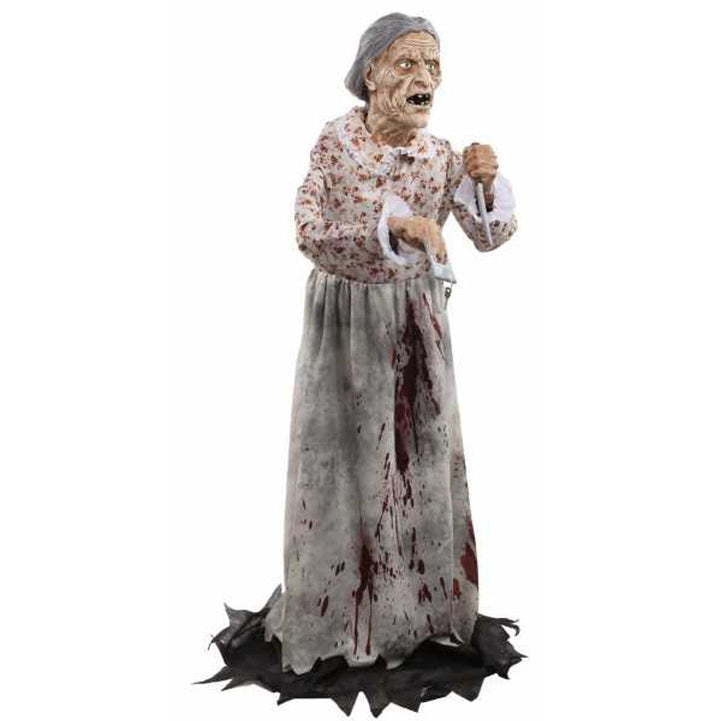 Realistic Scary Granny Bates Motel Prop, perfect for Halloween decorations and haunted house themes