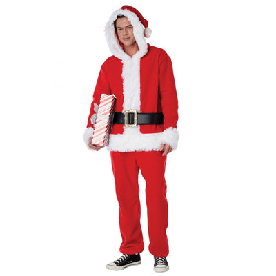 Santa Claus Fleece Jumpsuit with red and white design, perfect for Christmas celebrations