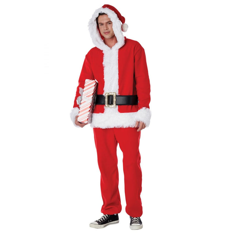 Santa Claus Fleece Jumpsuit with red and white design, perfect for Christmas celebrations