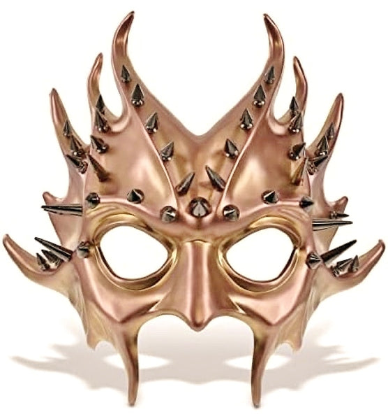 Shiny gold plastic eye mask with spiked design for glamorous costume