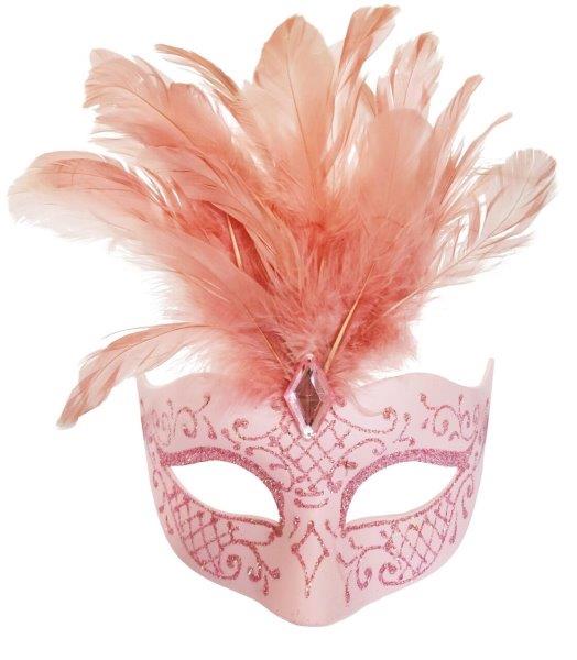 Exquisite pink feathered masquerade mask perfect for glamorous events and parties