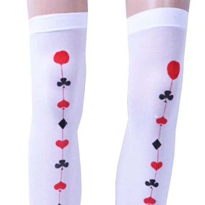 Queen of Hearts Thigh High Stockings, Adult