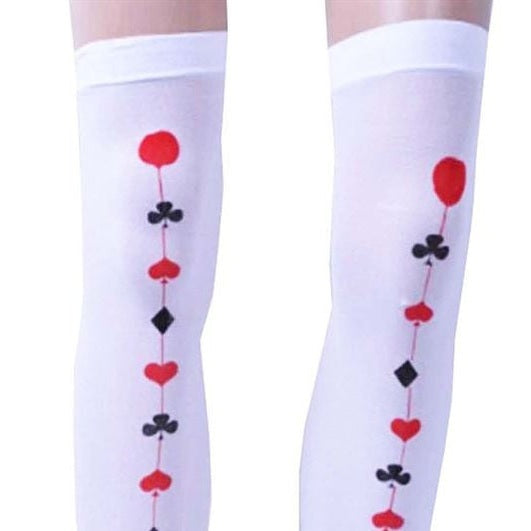 Queen of Hearts Thigh High Stockings, Adult
