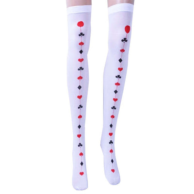 Queen of Hearts Thigh High Stockings, Adult