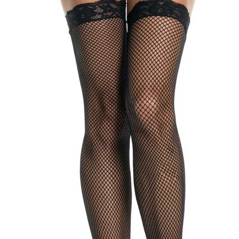 Black Fishnet Thigh High Stockings