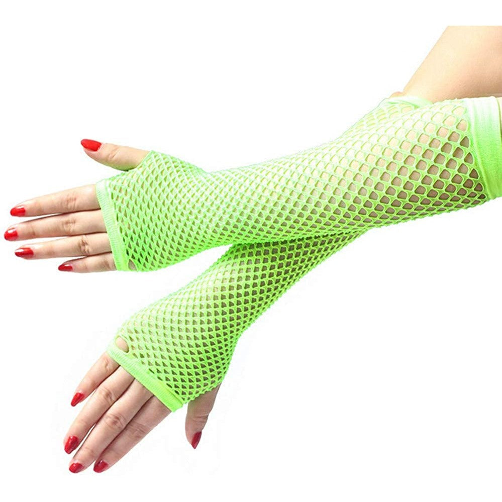 Green Fishnet Gloves 28cm