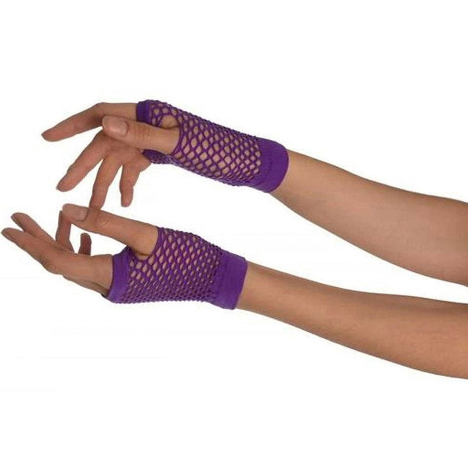 Purple Fishnet Gloves