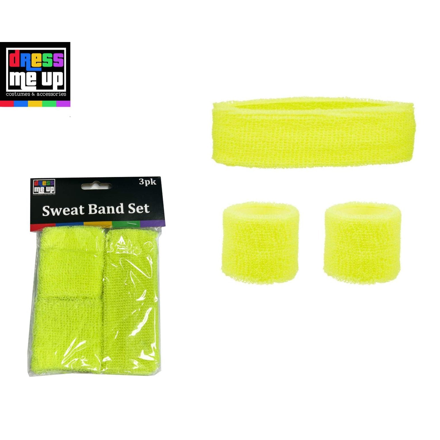 Neon Yellow Sweatbands 3pk