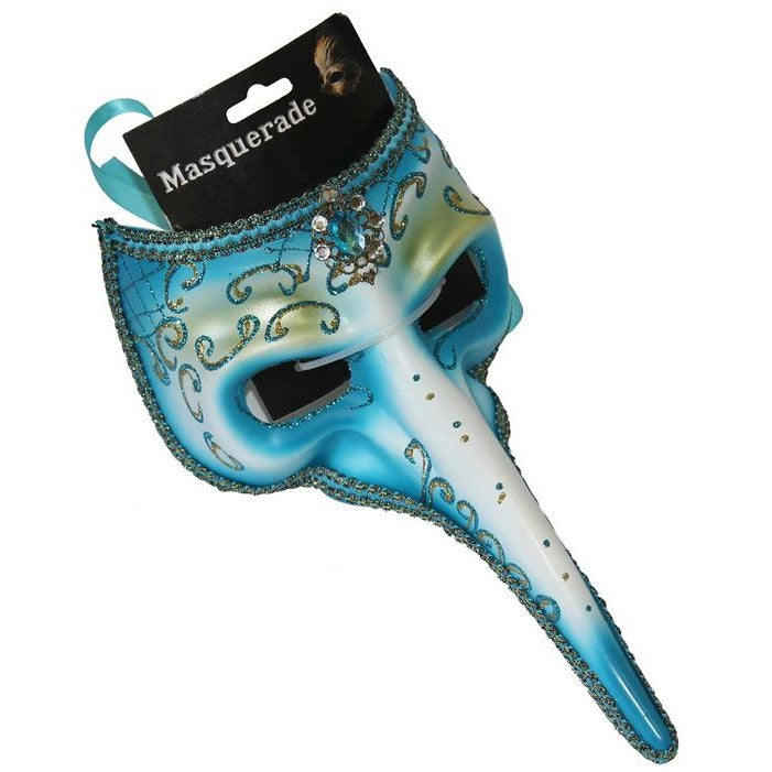 Venetian Masquerade Mask – Blue Long Nose