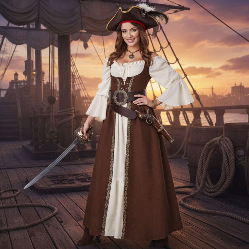 Brown Medieval Overdress Adult Costume