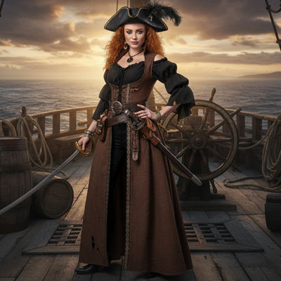 Brown Medieval Overdress Adult Costume