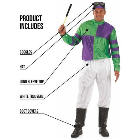 Green and Purple Jockey Mens Costume