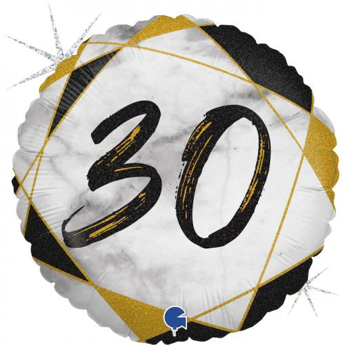 Black Marble 30 Foil Balloon 45cm
