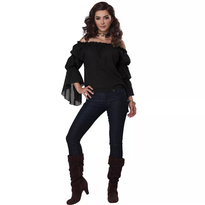 Renaissance Peasant Blouse Women's Costume (Black)