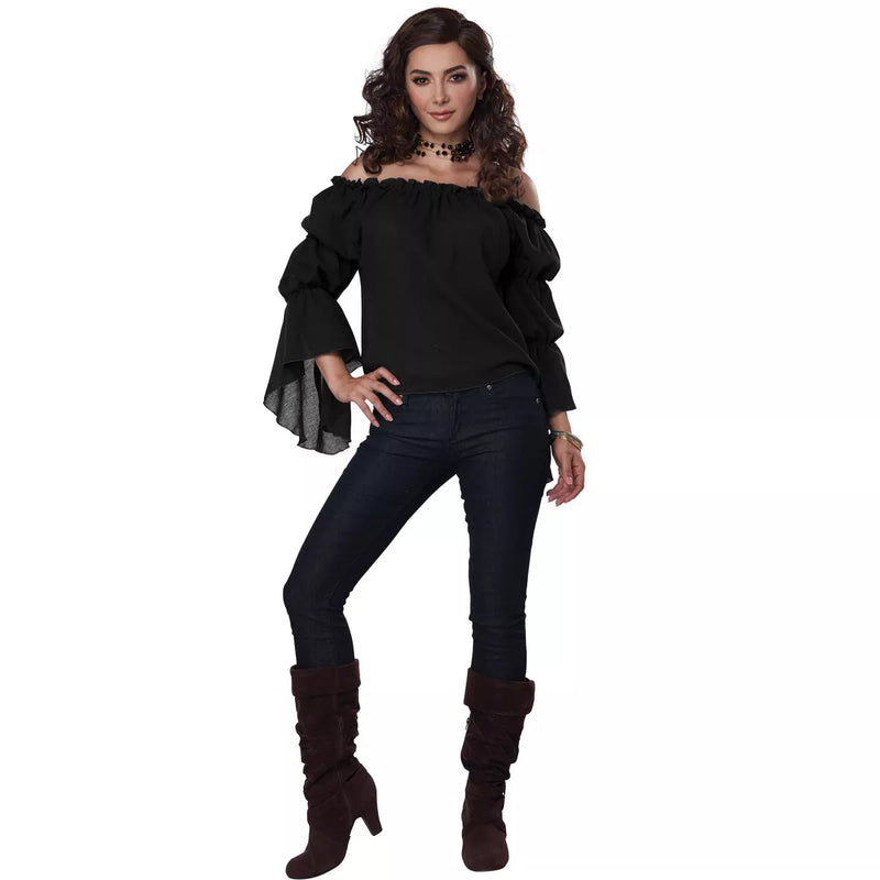 Renaissance Peasant Blouse Women's Costume (Black)