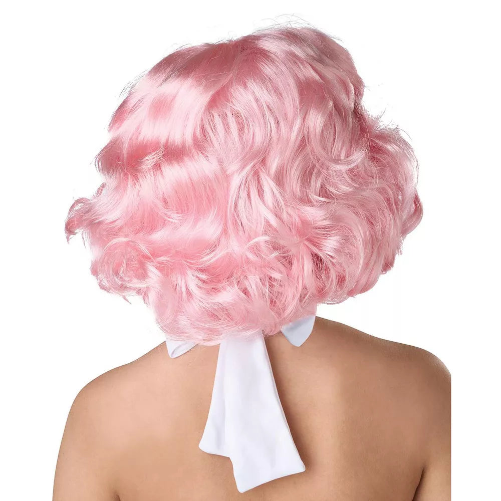 Long, curly pink wig perfect for a glamorous Hollywood-inspired costume