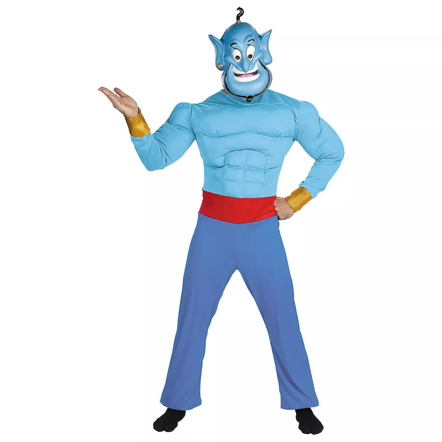 Adult Aladdin Genie Costume in Blue with Golden Details and Turban