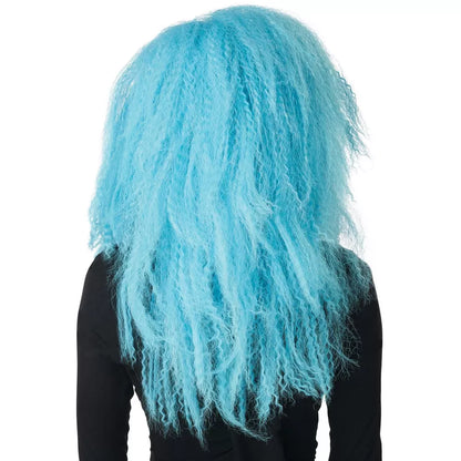 Blue Wig with Loose Curls and Playful Kinks