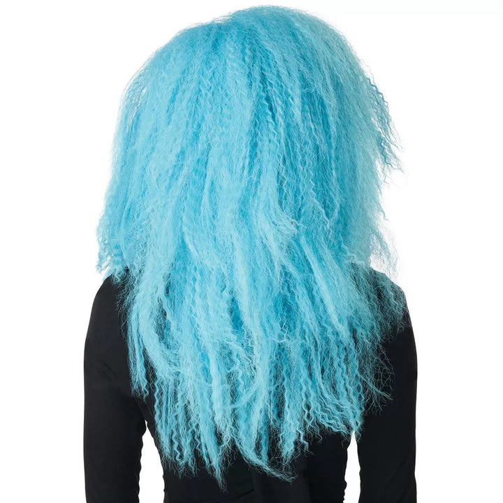 Blue Wig with Loose Curls and Playful Kinks