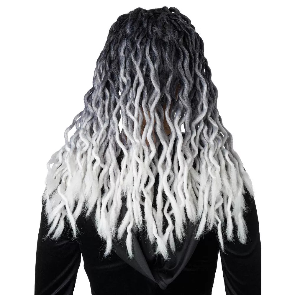 Ombre Black and Grey Crinkle Dreads Wig