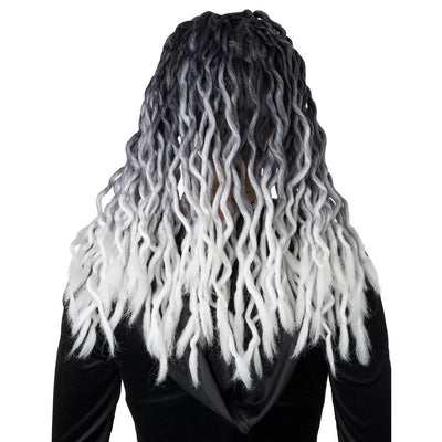 Ombre Black and Grey Crinkle Dreads Wig