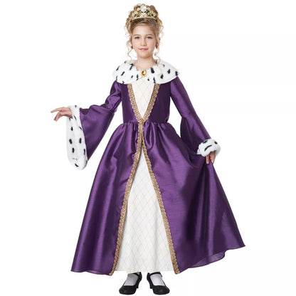 Queen for a Day Girls' Costume in pink and gold with regal crown and flowing gown
