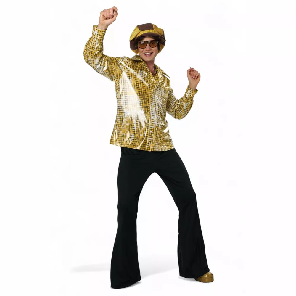 Disco Shirt and Hat Set - Gold, Adult