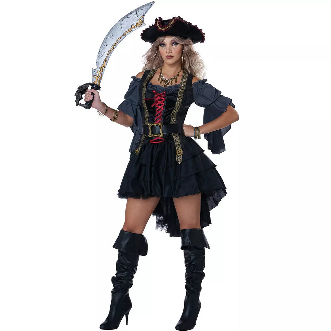 Beautiful and mysterious pirate womens costume inspired by the dark seas