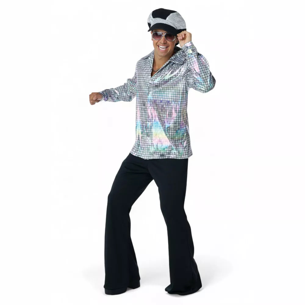 Disco Shirt and Hat Set - Silver, Adult
