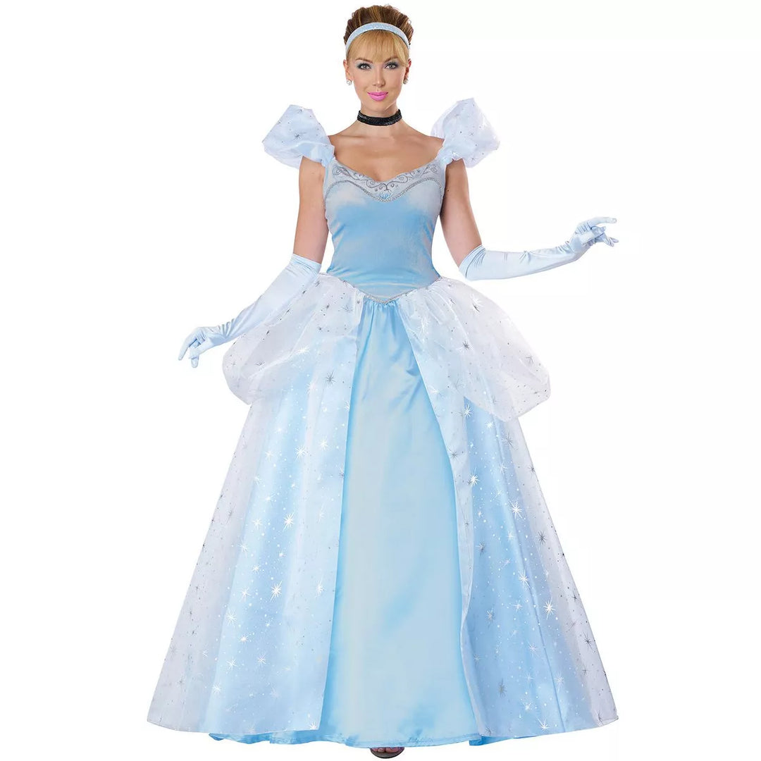 Beautiful Cinderella Deluxe Ball Gown Adult Costume for Fairytale-themed Parties