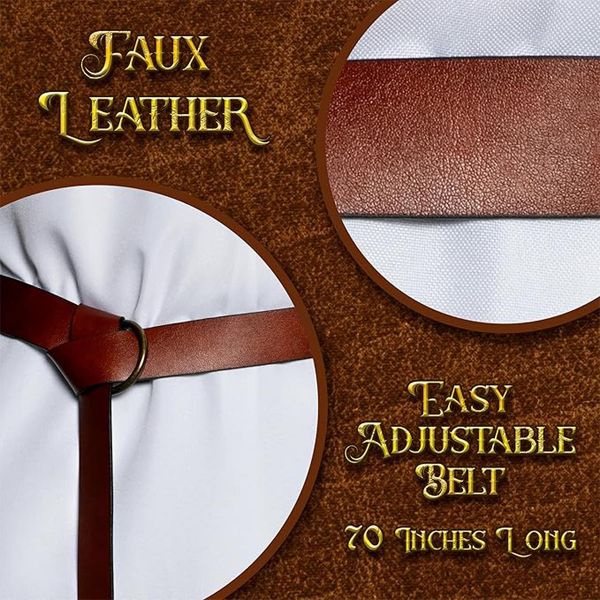 Medieval Brown Faux Leather Belt, Adult