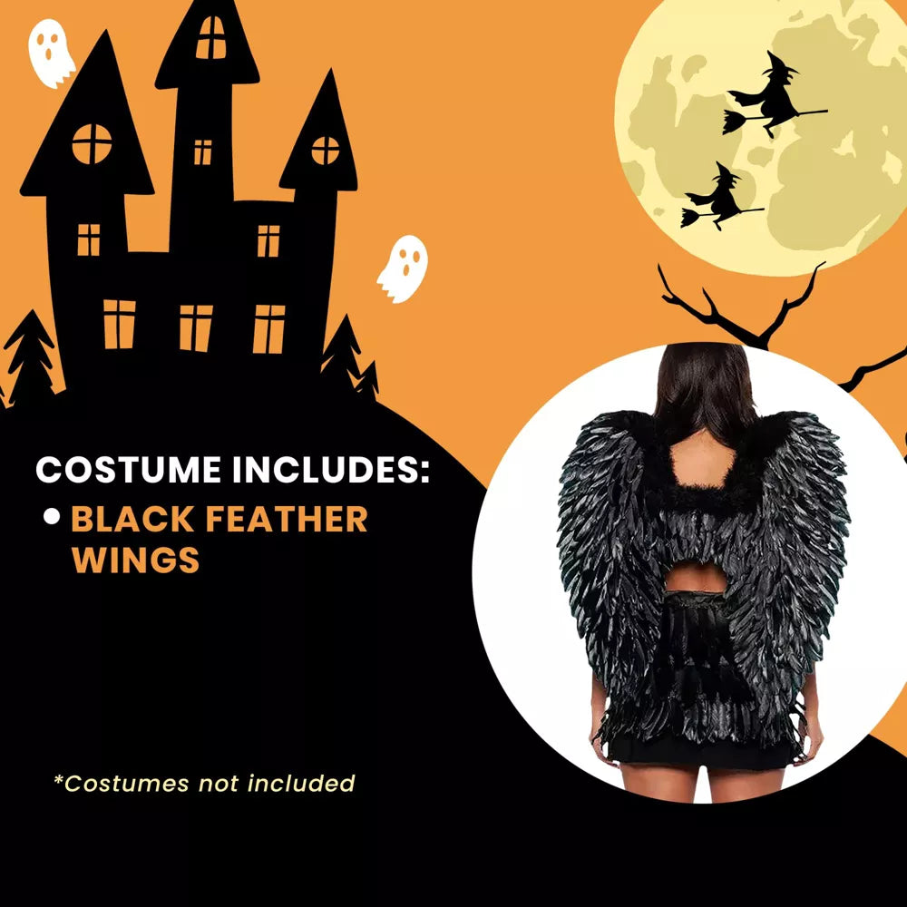 Black Feather Wings Adult