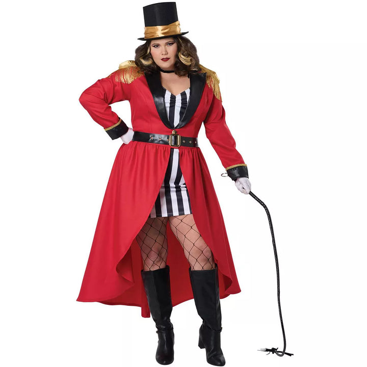 Ravishing Ringmaster Plus Size Women's Costume with red and gold accents