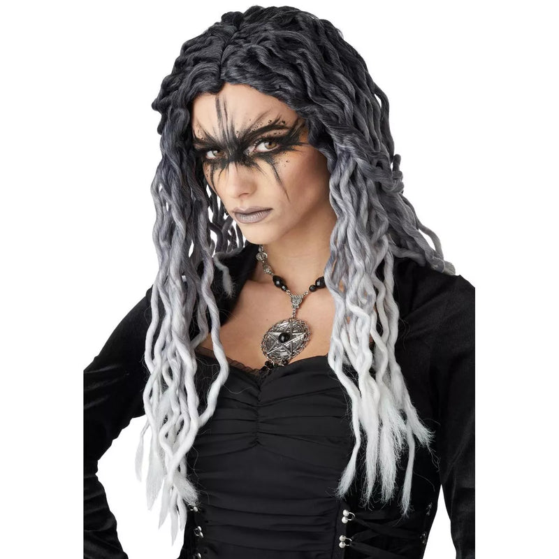 Ombre Black and Grey Crinkle Dreads Wig