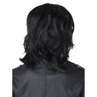 Black 80's Rock Rebel Adult Wig with tousled curls for a fierce and wild rockstar vibe