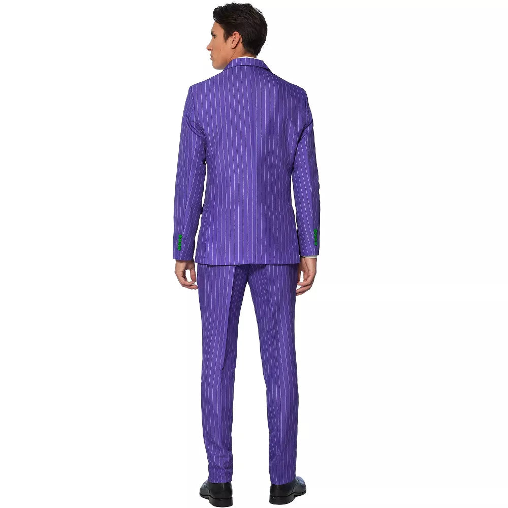 Fine detail of the Suitmeister Men's Party Suit - The Joker Costume jacket and pants, showing quality stitching and fabric