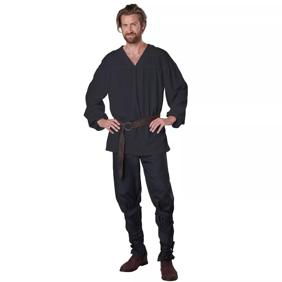 Renaissance Peasant Black Shirt Adult Costume