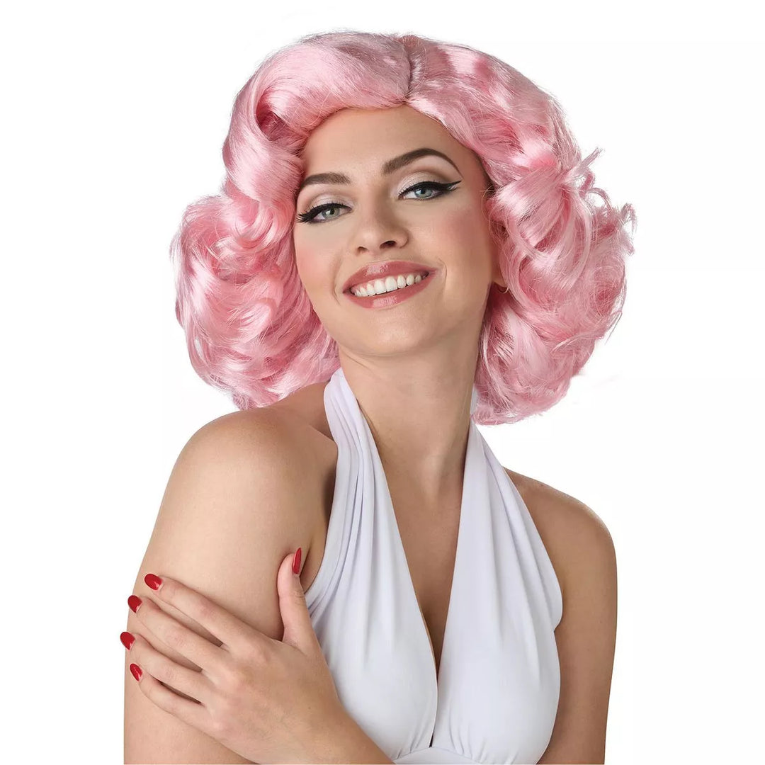 Hollywood Glamour Adult Wig (Pink) for a fun and vibrant costume party look