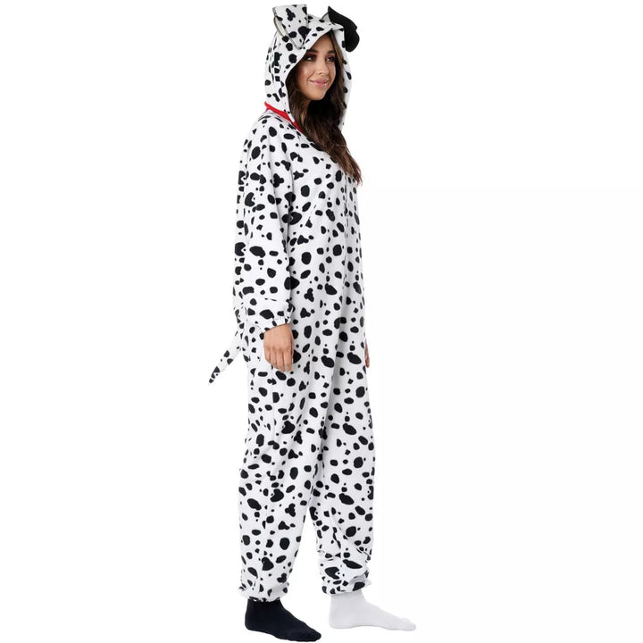 Cozy and Warm Dalmatian Fleece Jumpsuit for Adults