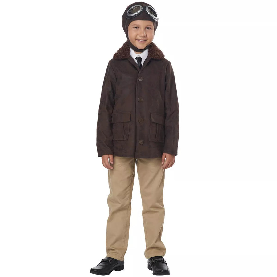 American Aviator Child Costume for Boys with Jacket, Hat, Goggles, and Scarf