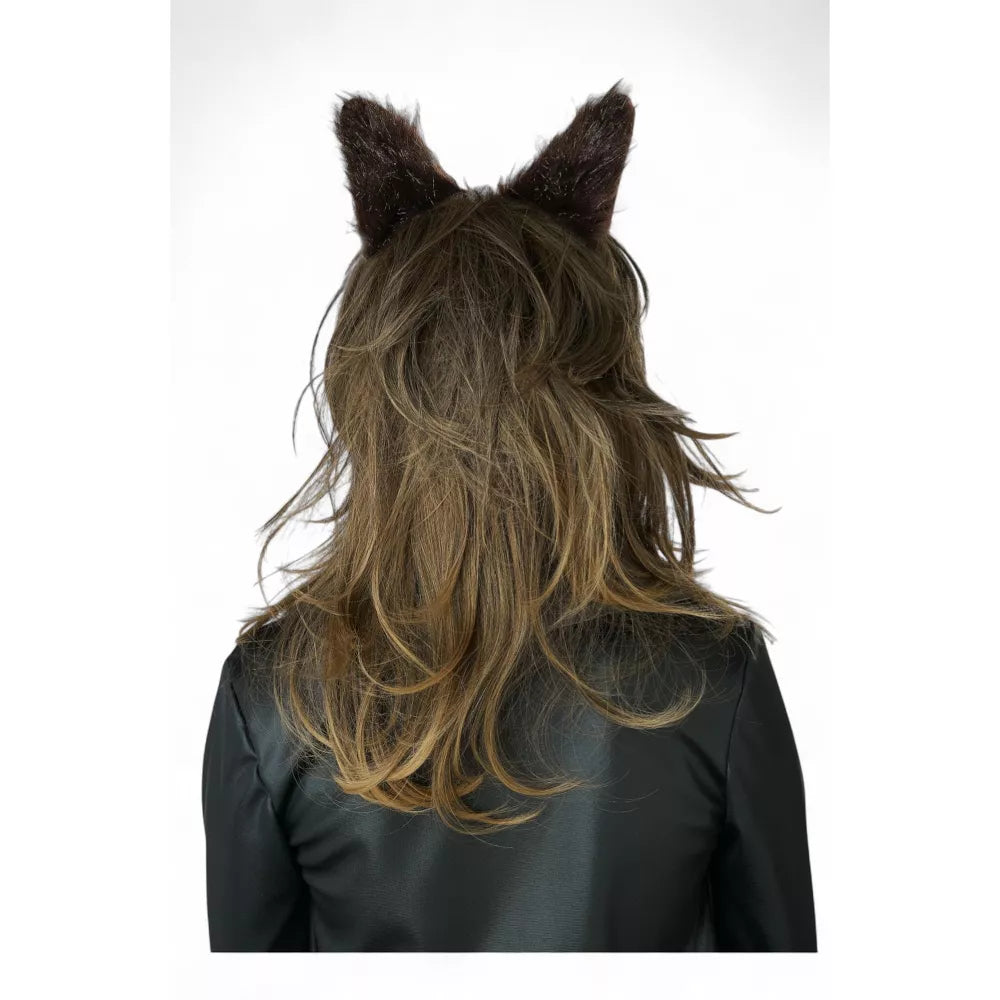 Lady Werewolf Adult Wig and Ears Set (Brown)