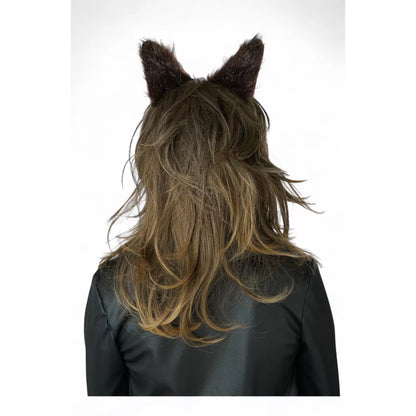 Lady Werewolf Adult Wig and Ears Set (Brown)