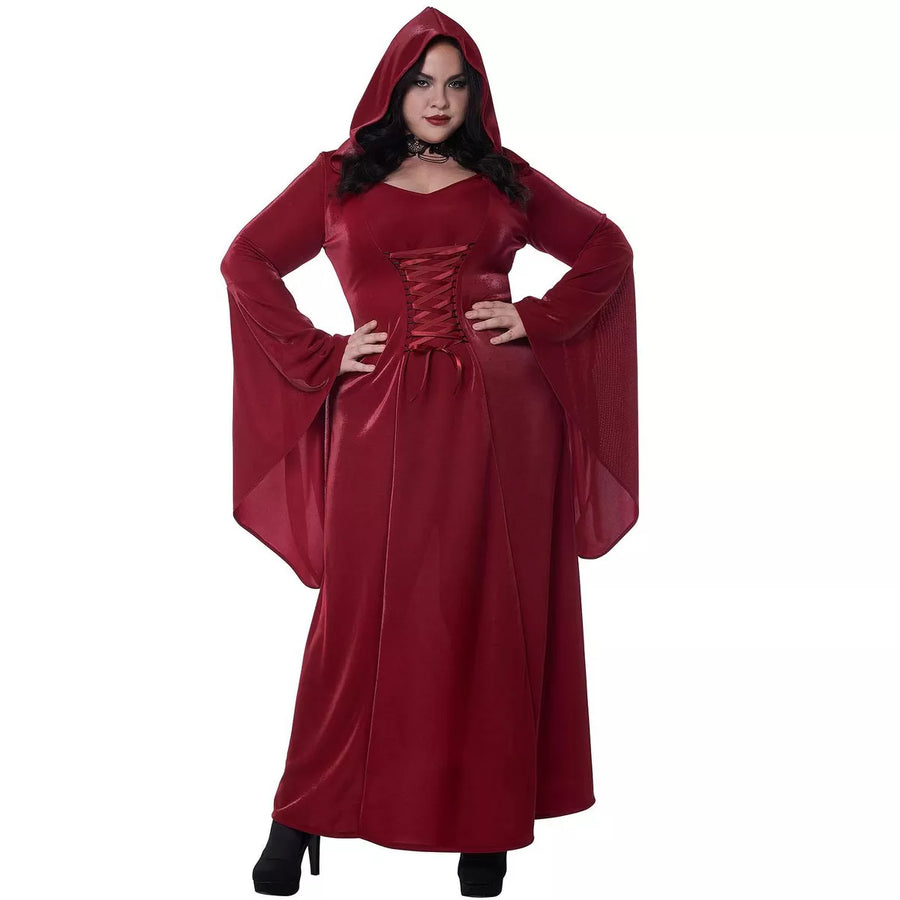 Beautiful crimson robe plus size women's costume for Halloween or cosplay