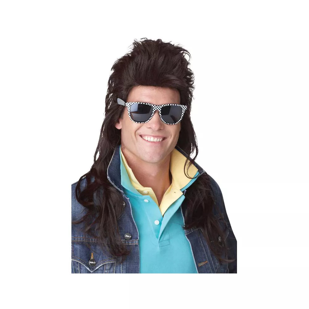 80's Rock Mullet Costume Wig (Brown).
