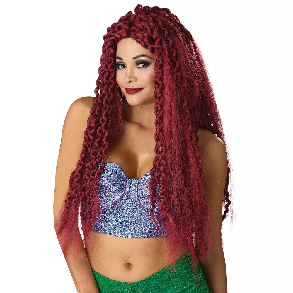 Enchanted Siren Adult Wig with Long Flowing Wavy Blue and Purple Synthetic Hair for Halloween and Cosplay