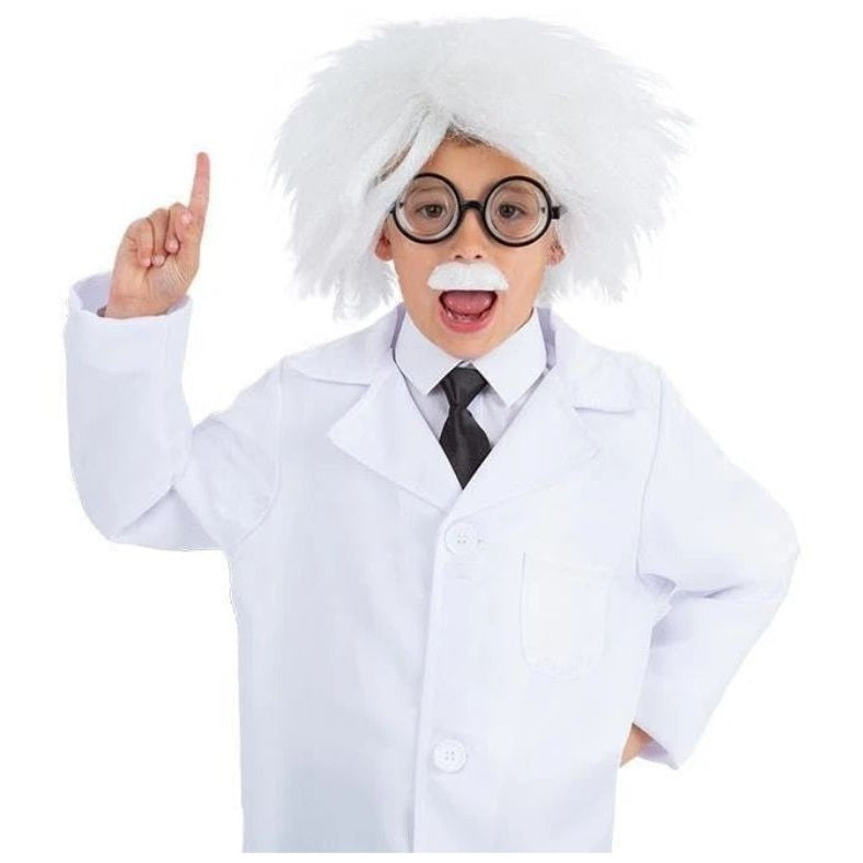 Kids Scientist Costume Set – Lab Coat, Wig, Glasses & Moustache